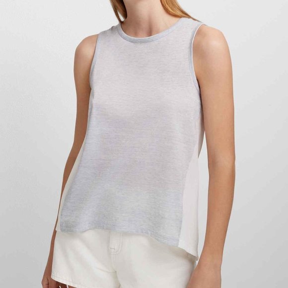 CLUB MONACO Heather Gray Crepe Back Minley Tank M - Picture 1 of 6